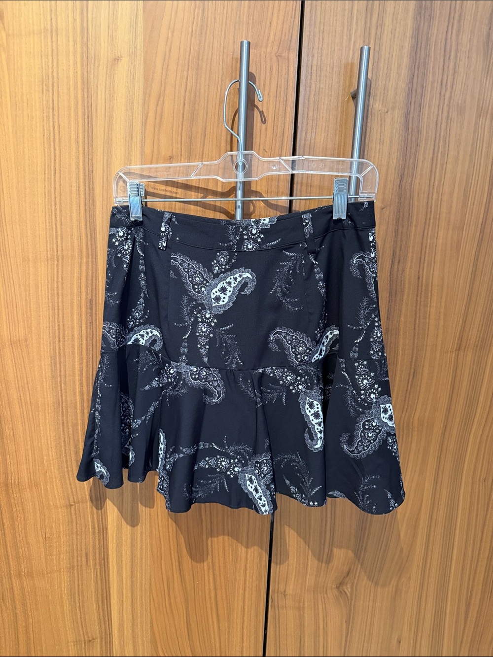 All Saints Black Paisley Skater Mini Skirt with built in shorts size 4